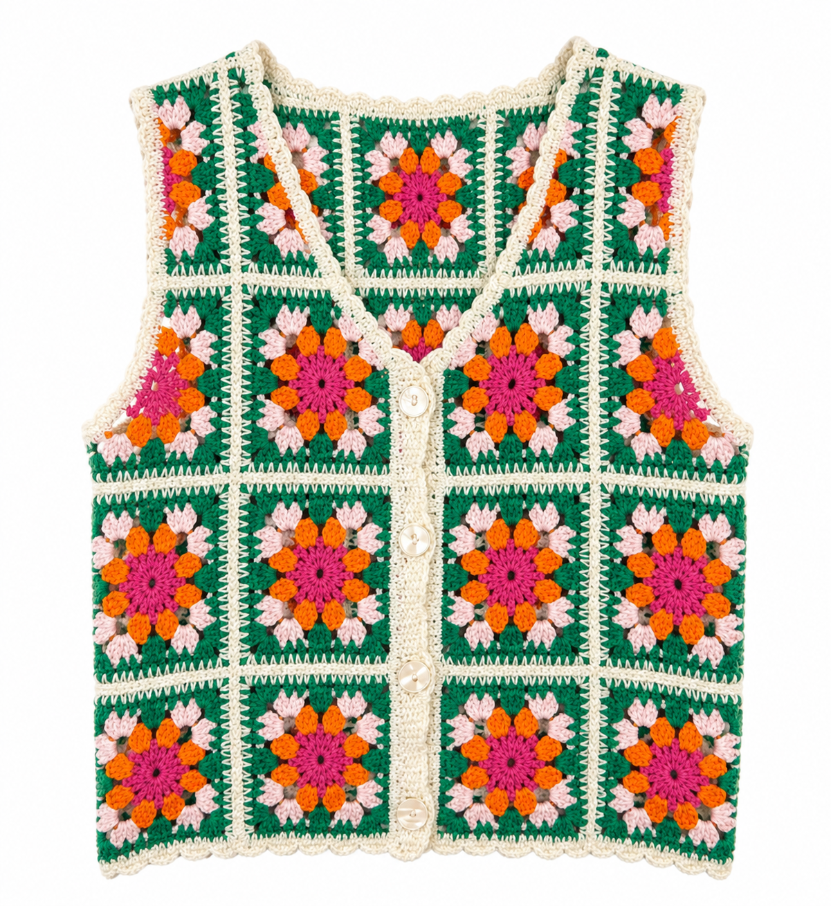 Gilet crochet G03 vert