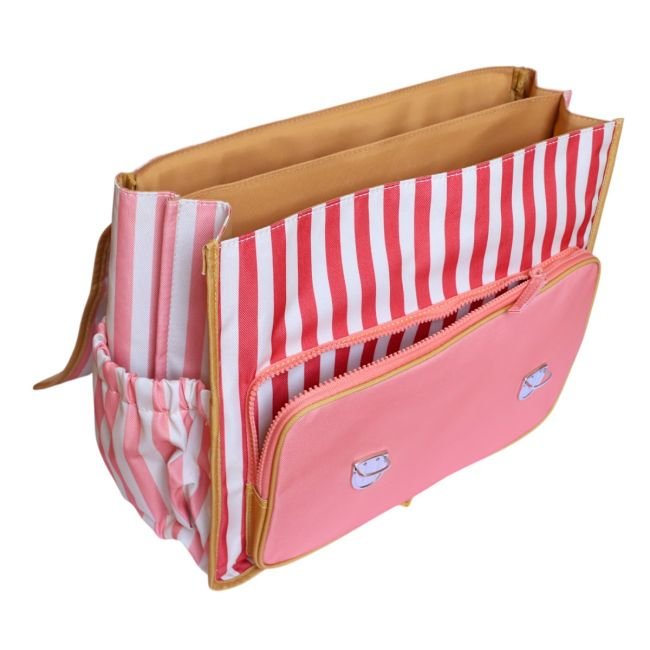 Cartable école rayé rose