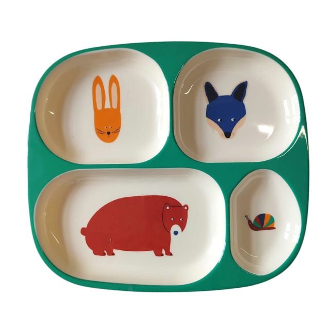 Assiette à compartiments animaux