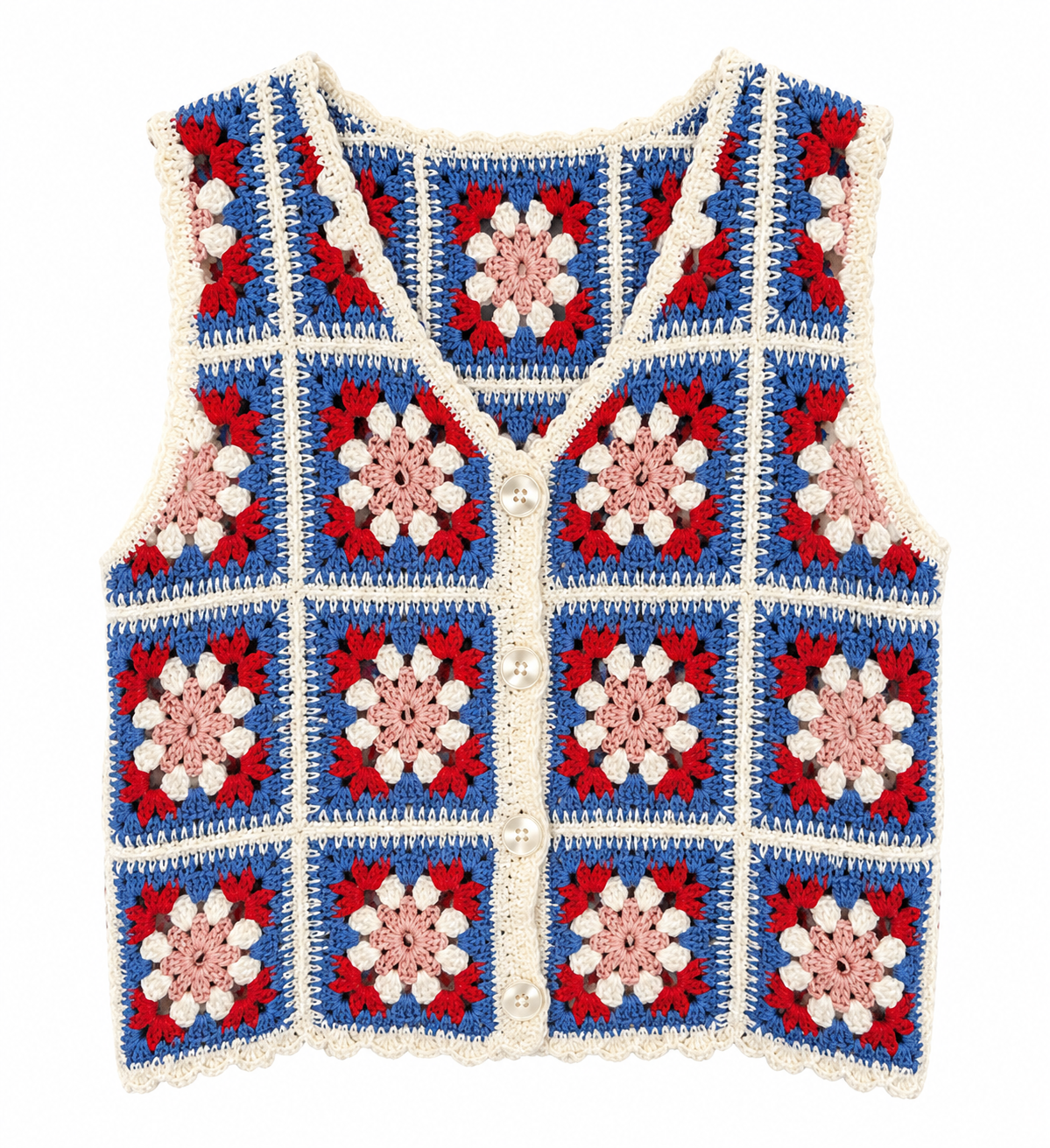 Gilet crochet G03 bleu