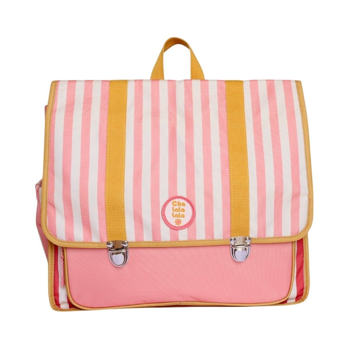 Cartable école rayé rose